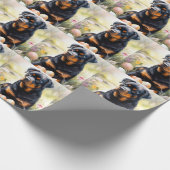 ロットワイラードッグとイースターエッグホリデイ ラッピングペーパー (角)