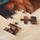 ロットワイラードッグとクリスマスプレゼント暖炉 ジグソーパズル (側面)