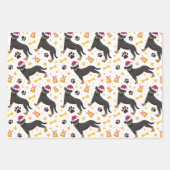 ロットワイラードッグとサンタハットクリスマス ラッピングペーパーシート (正面3)