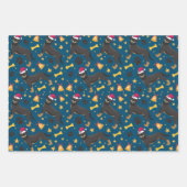 ロットワイラードッグとサンタハットクリスマス ラッピングペーパーシート (正面2)