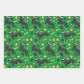 ロットワイラードッグとサンタハットクリスマス ラッピングペーパーシート (正面)