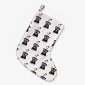 ロットワイラードッグとハートバレンタインデー スモールクリスマスストッキング (正面 (吊り時))