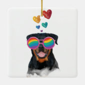 ロットワイラードッグとハートバレンタインデー セラミックオーナメント (裏面)