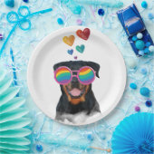 ロットワイラードッグとハートバレンタインデー ペーパープレート (パーティー)