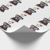 ロットワイラードッグとハートバレンタインデー ラッピングペーパー (角)