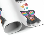 ロットワイラードッグとハートバレンタインデー ラッピングペーパー (ロールコーナー)