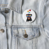 ロットワイラードッグとハートバレンタインデー 缶バッジ (インサイチュ)