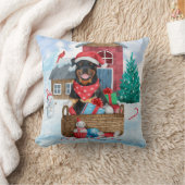 ロットワイラードッグインスノークリスマスドッグ クッション (ブランケット)