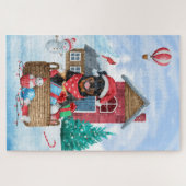 ロットワイラードッグインスノークリスマスドッグ ジグソーパズル (横)