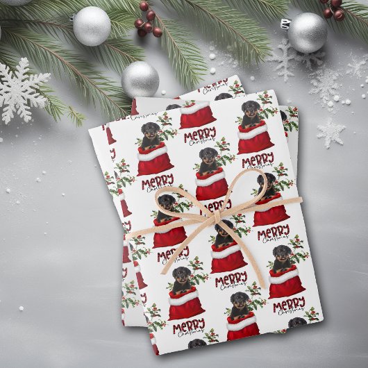 ロットワイラードッグインホリデー抱き枕 ラッピングペーパーシート