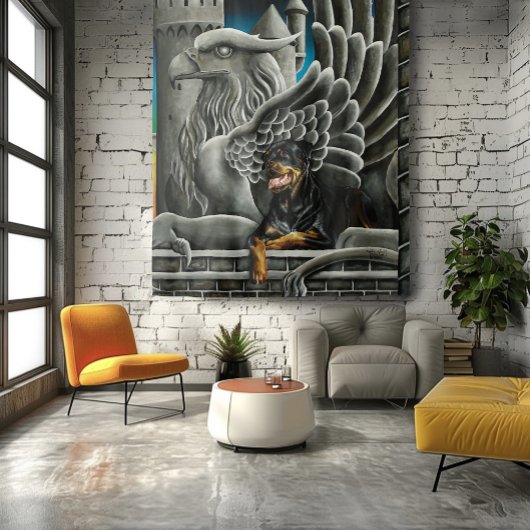 ロットワイラードッグガルゴイルファンタジー タペストリー