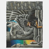 ロットワイラードッグガルゴイルファンタジー フリースブランケット (正面)