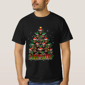ロットワイラードッグクリスマスツリーファミリークリスマスパジャマ Tシャツ
