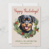 ロットワイラードッグクリスマスハッピーパワリデイズハウリデイズ シーズンカード (正面)
