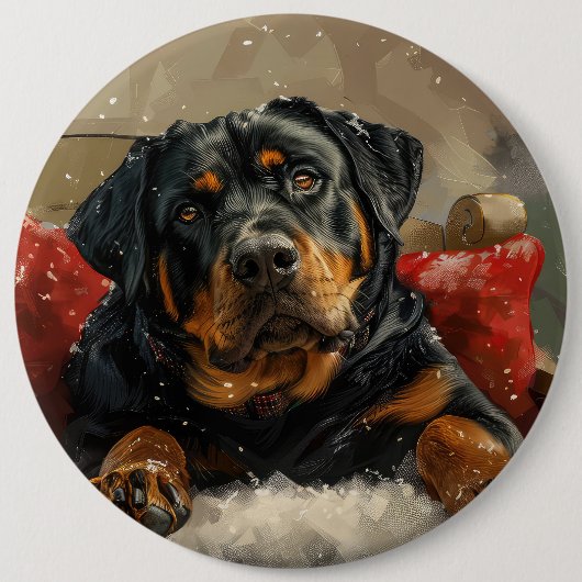 ロットワイラードッグクリスマスフェスティバル 缶バッジ (正面)