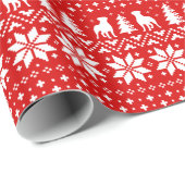 ロットワイラードッグクリスマスホリデーパターンレッドクリスマス ラッピングペーパー (ロールコーナー)