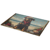 ロットワイラードッグクリスマスヴィンテージビーチ カッティングボード (角)