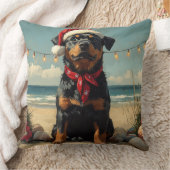 ロットワイラードッグクリスマスヴィンテージビーチ クッション (ブランケット)