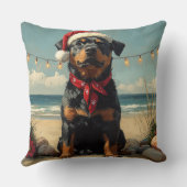 ロットワイラードッグクリスマスヴィンテージビーチ クッション (裏面)