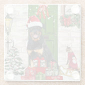 ロットワイラードッグクリスマス ガラスコースター (裏面)