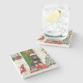 ロットワイラードッグクリスマス ストーンコースター (横)