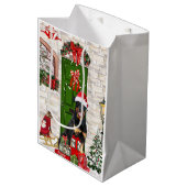 ロットワイラードッグクリスマス ミディアムペーパーバッグ (正面アングル)