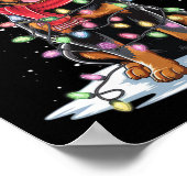 ロットワイラードッグサンタハットクリスマスツリーライトクリスマス ポスター (角)