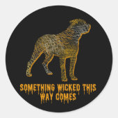 ロットワイラードッグシルエットおもしろいハロウィーン ラウンドシール (正面)