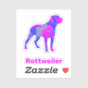 ロットワイラードッグシルエットホットピンク&ブルーシール シール