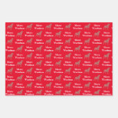 ロットワイラードッグシルエットレッドウメリーーフマス ラッピングペーパーシート (正面)