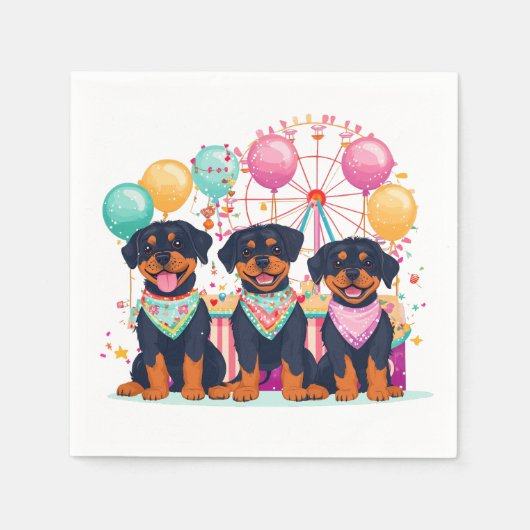 ロットワイラードッグズアットアザカーニバル スタンダードカクテルナプキン (正面)
