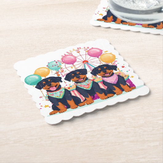 ロットワイラードッグズアットアザカーニバル ペーパーコースター (アングル)