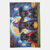 ロットワイラードッグズパンプキンハロウィンおもしろい キッチンタオル (縦)