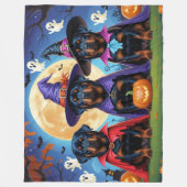 ロットワイラードッグズパンプキンハロウィンおもしろい フリースブランケット (正面)