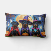 ロットワイラードッグズパンプキンハロウィンおもしろい ランバークッション (裏面)