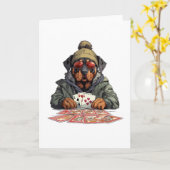 ロットワイラードッグトランプ カード (黄色い花)