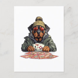 ロットワイラードッグトランプ ポストカード