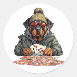 ロットワイラードッグトランプ ラウンドシール