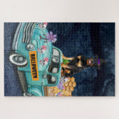 ロットワイラードッグハロウィントラック怖い夜 ジグソーパズル (横)