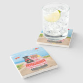 ロットワイラードッグバレンタインデートラックハート ストーンコースター (横)