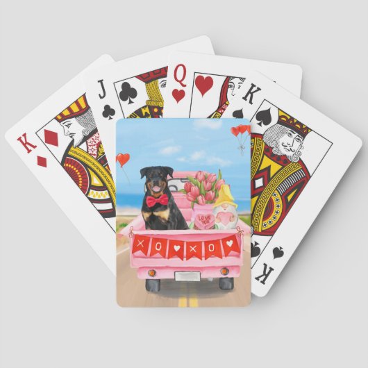 ロットワイラードッグバレンタインデートラックハート トランプ (裏面)