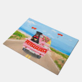 ロットワイラードッグバレンタインデートラックハート ドアマット (アングル)