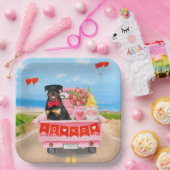 ロットワイラードッグバレンタインデートラックハート ペーパープレート (パーティー)