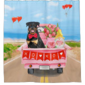 ロットワイラードッグバレンタインデートラック シャワーカーテン (正面)