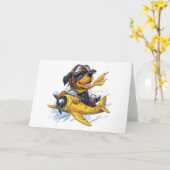 ロットワイラードッグパイロット飛行機 カード (黄色い花)