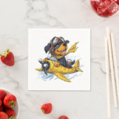 ロットワイラードッグパイロット飛行機 スタンダードカクテルナプキン (インサイチュ)