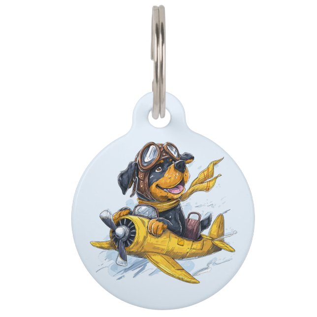 ロットワイラードッグパイロット飛行機 ペット　ネームタグ (正面)