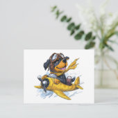 ロットワイラードッグパイロット飛行機 ポストカード (スタンド正面)