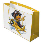 ロットワイラードッグパイロット飛行機 ラージペーパーバッグ (裏面アングル)