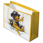 ロットワイラードッグパイロット飛行機 ラージペーパーバッグ (正面アングル)